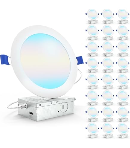 Sunco 48 Pack 6 Inch LED Recessed Light, Canless Ceiling Lights